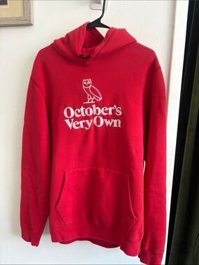 OVO Red Embroidered Owl Hoodie